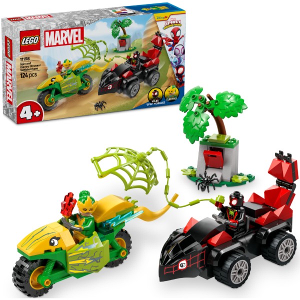 Фото - Конструктор LEGO Spidey Перегони на електромобілях з динозаврами (11198)