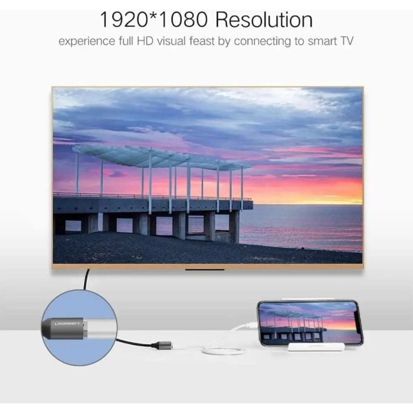 Фото - Перехідник UGREEN CM151 USB to HDMI Digital AV Adapter 1.5m Gray (50291)