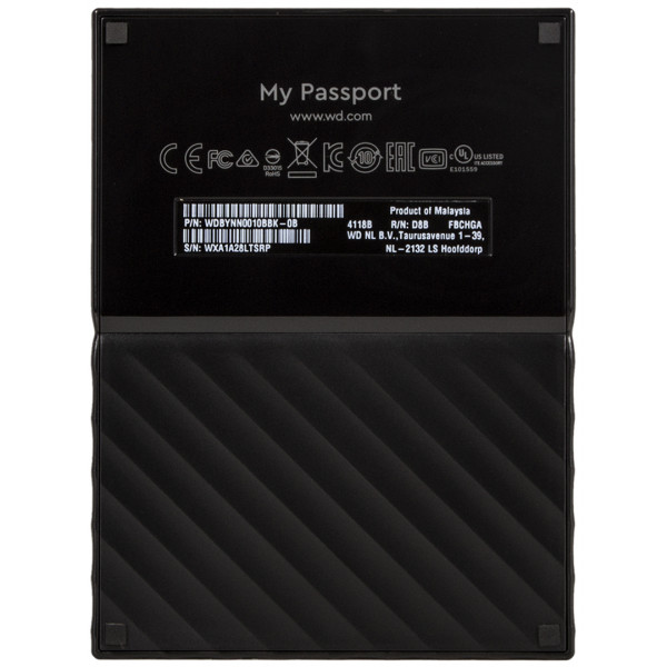 Фото - Жорсткий диск зовнішній Western Digital My Passport 1 TB Black (WDBYNN0010BBK)