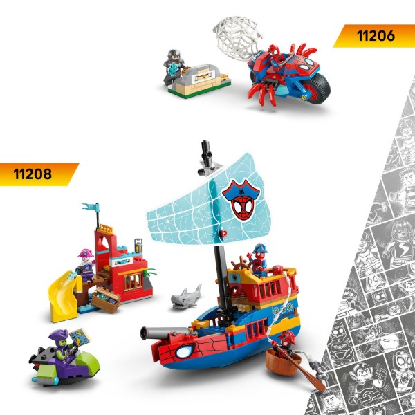 Фото - Конструктор LEGO  Spidey Павук на мотоциклі проти Носорога (11206)