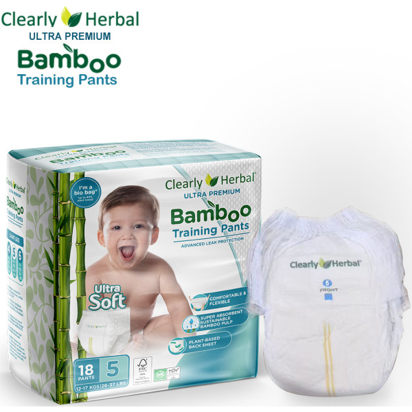 Фото - Одноразовые подгузники-трусики Clealry Herbal Bamboo размер 5 (12-17 кг) 18 шт. (1125)