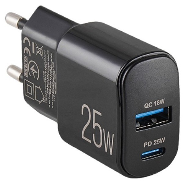 Фото - Мережевий зарядний пристрій Brevia ePower PD25W USB-C+USB-A (45025CAB)