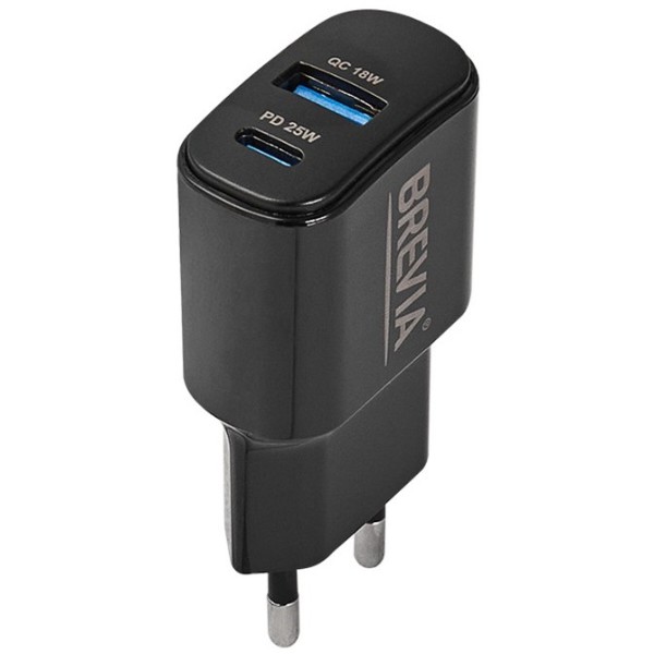 Фото - Мережевий зарядний пристрій Brevia ePower PD25W USB-C+USB-A (45025CAB)