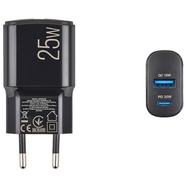 Фото - Мережевий зарядний пристрій Brevia ePower PD25W USB-C+USB-A (45025CAB)