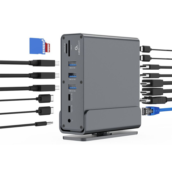 Фото - Док-станция Cablexpert USB-C 15в1 Silver (A-CF-COMBO15-01)