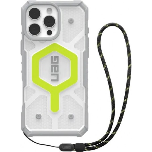Фото - Чохол для смартфону UAG +ремінець for iPhone 16 Pro Max, Pathfinder Clear Magsafe Bundle, Active Neon Lanyard (1144651BV01)