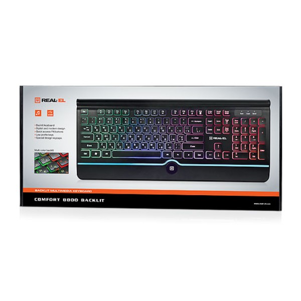 Фото - Мікропошкодження - Клавіатура дротова ігрова REAL-EL Comfort 8000 Backlit Black USB