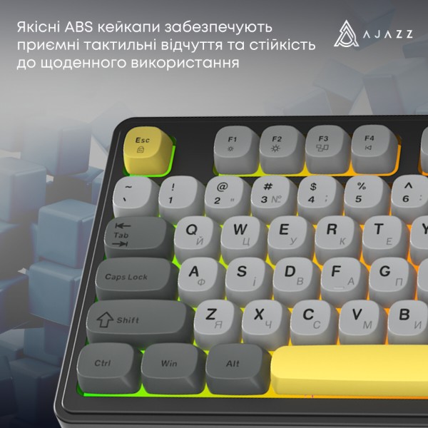 Фото - Клавиатура проводная игровая Ajazz AF98 Black Gray Yellow (AF98-BGY)