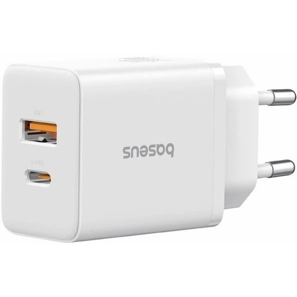 Фото - Сетевое зарядное устройство Baseus Cube Fast Charger C+U 30W EU Moon White (P10111404213-00)
