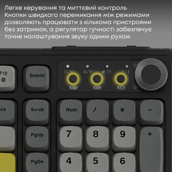 Фото - Клавиатура беспроводная игровая Ajazz AF98 PLUS Black Gray Yellow (AF98-PLUS-BGY)