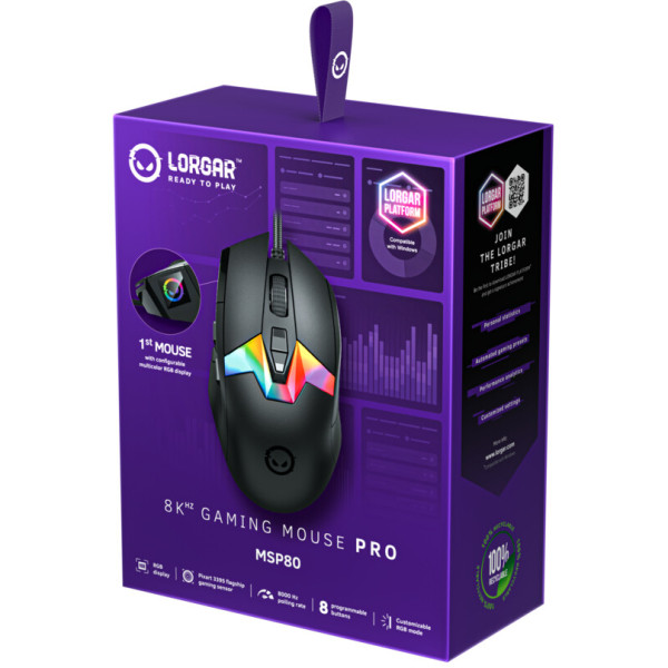 Фото - Мышь проводная игровая Lorgar MSP80 Wired Gaming Mouse Pro Black (LRG-MSP80-BK)