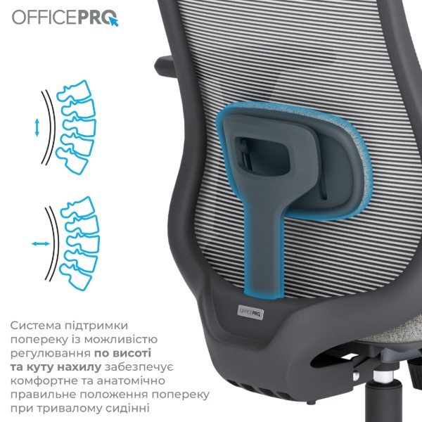 Фото - Крісло офісне OfficePro Wave (OC599-B-DG-DG) Black/Dark Gray