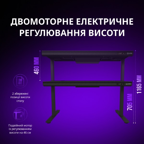 Фото - Стіл комп'ютерний Lorgar ELITE 90G Glass Black (LRG-DE90G)