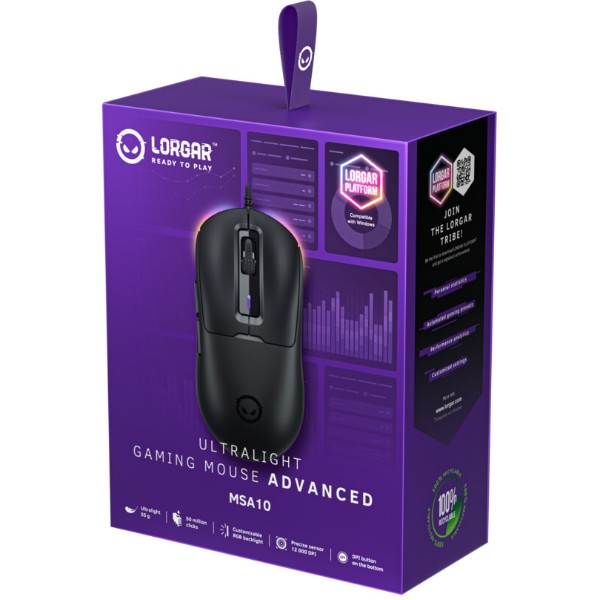 Фото - Миша дротова ігрова Lorgar MSA10 Ultralight Wired Gaming Black (LRG-MSA10-BK)