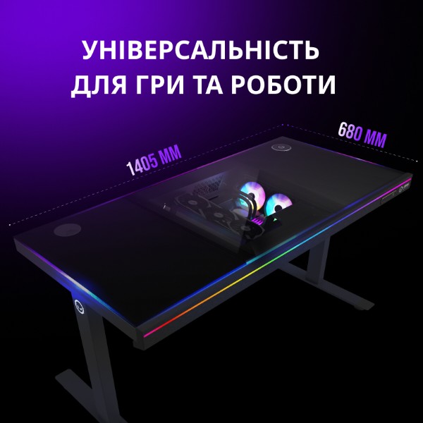 Фото - Стіл комп'ютерний Lorgar ELITE 90G Glass Black (LRG-DE90G)