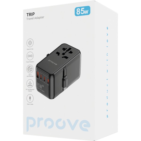 Фото - Переходник Евро 220В Proove Trip 85W Black (TATR85130001)