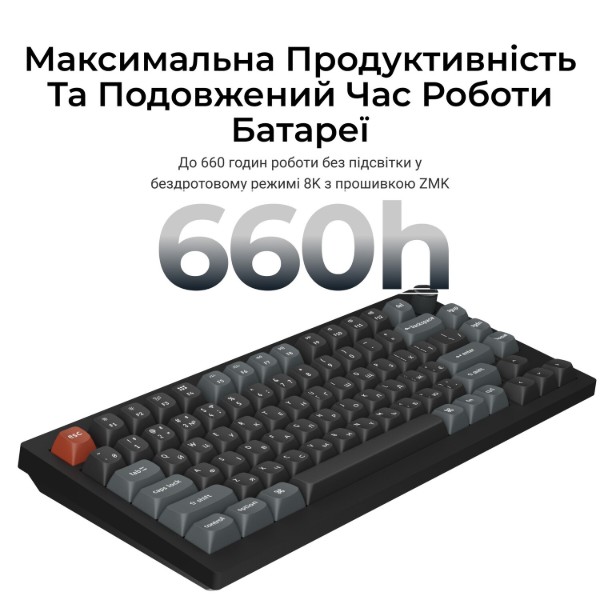 Фото - Клавиатура беспроводная Keychron V1 Ultra Red Switch Black RGB (V1U-D1-UA)
