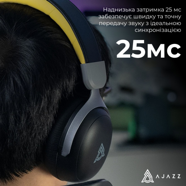 Фото - Гарнітура бездротова ігрова Ajazz AHM08 MAX 3-Mode Black (AHM08-MAX-BGY)