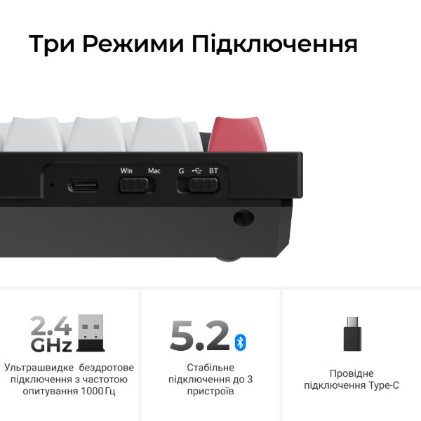 Фото - Клавиатура беспроводная Keychron Q1 HE Magnetic Switch Black RGB (Q1H-M1-UA)