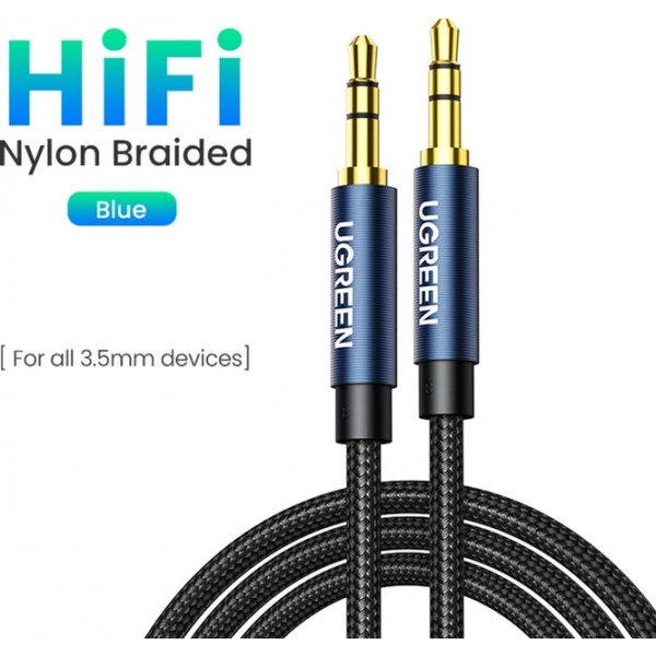 Фото - Кабель 3.5 мм -3.5 мм UGREEN AV112 3.5mm Male 3.5mm Male Cable 1m Blue (10685)