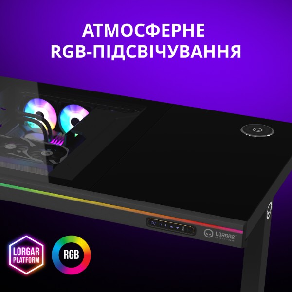 Фото - Стіл комп'ютерний Lorgar ELITE 90G Glass Black (LRG-DE90G)
