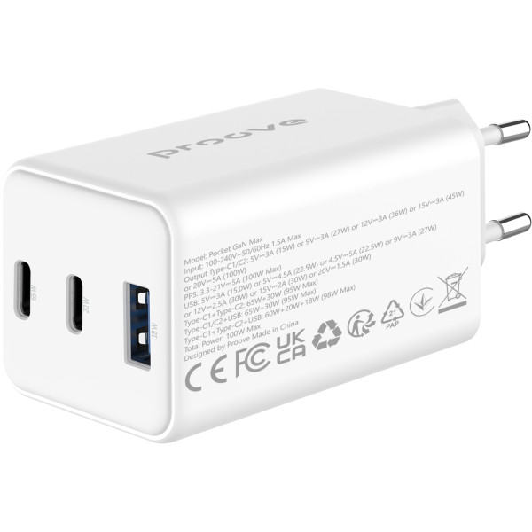 Фото - Сетевое зарядное устройство Proove Pocket GaN 65W (2Type-C + USB) White (WCPG65121202)