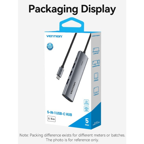 Фото - Хаб USB Vention USB 3.0 Type-C 4xUSB 3.0/1xUSB-C (TGZHB)