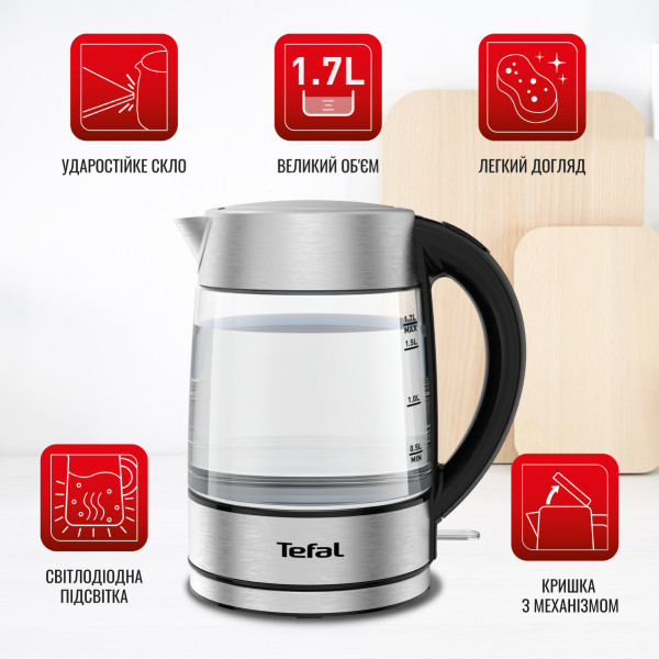 Фото - Электрический чайник Tefal Glass kettle KI772D38