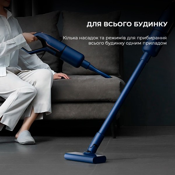 Фото - Пылесос ручной для дома Deerma Corded Stick Vacuum Cleaner Blue (DX1000W)