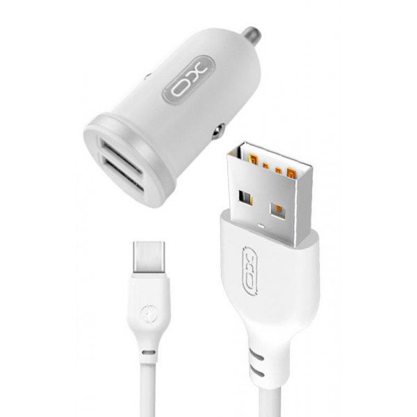 Фото - Автомобільний зарядний пристрій XO 2.1A/2 USB + Type-C White (TZ08-TC-WH)