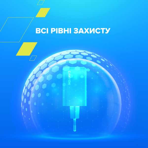 Фото - Мережевий зарядний пристрій Canyon CU65ACC GaN 65W 2xPD 1xQC White (CNS-CUW65ACC)