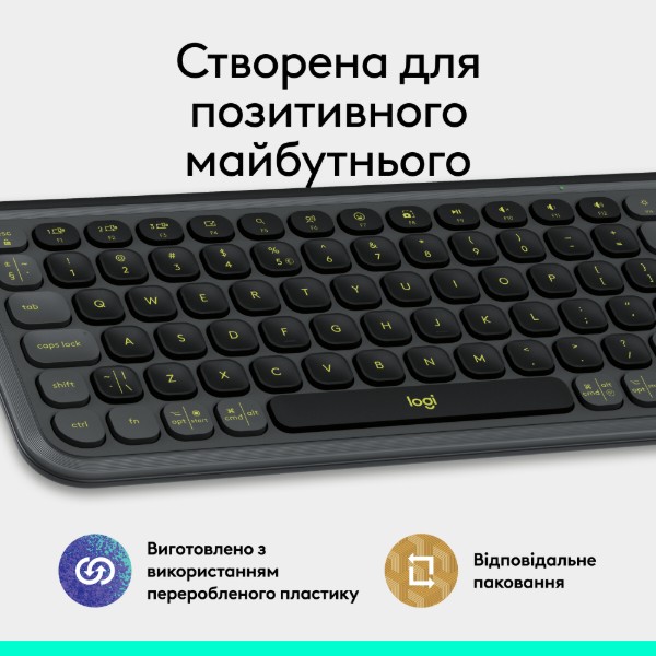 Фото - Клавіатура бездротова Logitech POP Icon Keys Graphite UKR (920-013157)