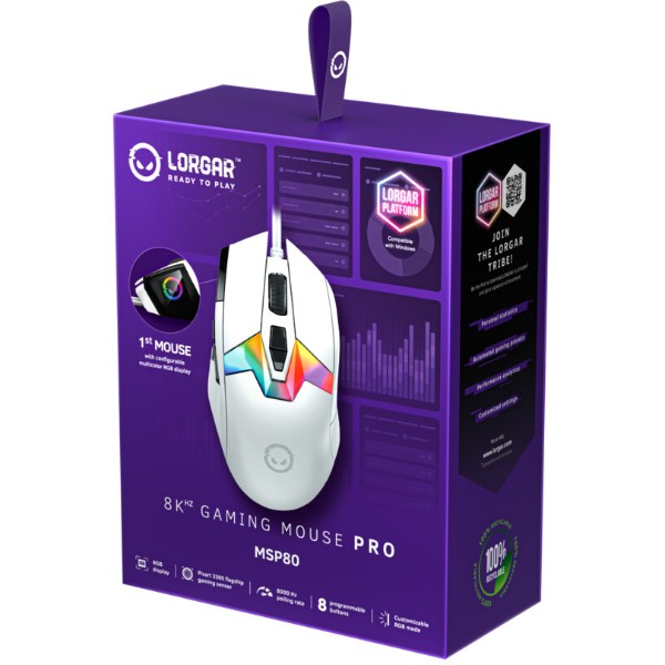 Фото - Миша дротова ігрова Lorgar MSP80 Wired Gaming Mouse Pro White (LRG-MSP80-WH)