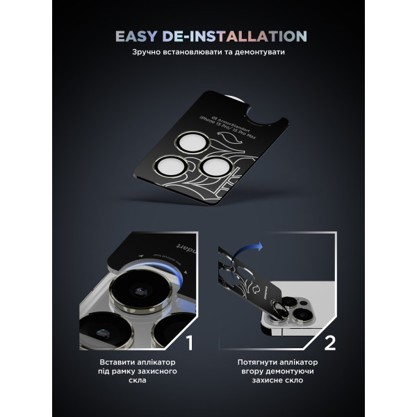 Фото - Захисне скло для смартфону Armorstandart для камери Supreme Black Icon for iPhone 15 Pro/15 Pro Max Natural Titanium (ARM76592)