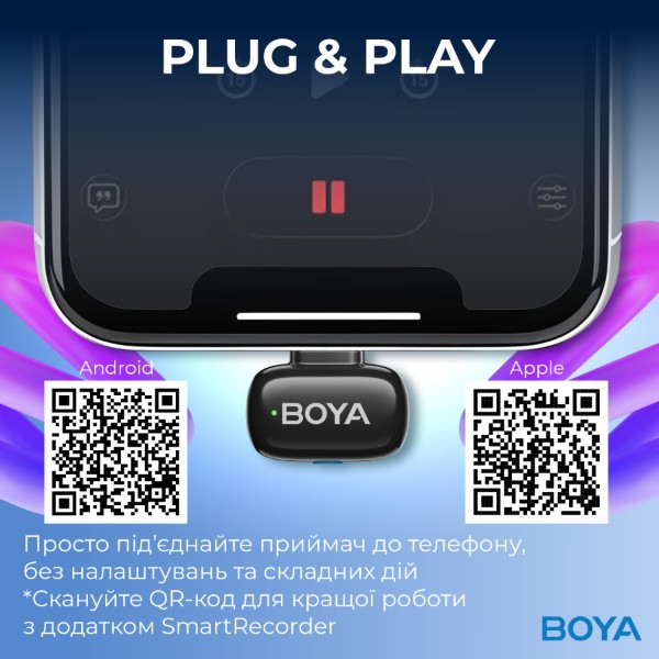 Фото - Мікрофон для смартфона Boya mini-16 Lightning Black