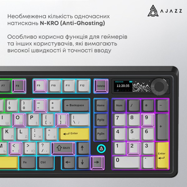 Фото - Клавіатура бездротова ігрова Ajazz AK980 Clear Sky (AK980-CS-BGY)