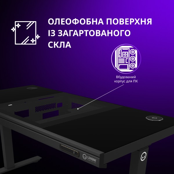 Фото - Стіл комп'ютерний Lorgar ELITE 90G Glass Black (LRG-DE90G)