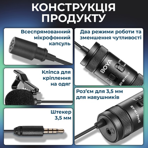 Фото - Мікрофон для смартфона Boya BY-M1 Pro II Black