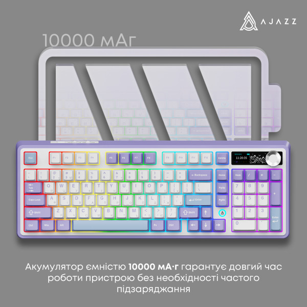 Фото - Клавіатура бездротова ігрова Ajazz AK980 V2 Gift Switch V2 Purple White Blue (AK980-V2-G-PWB)
