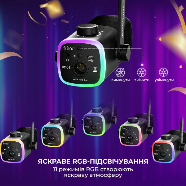 Фото - Мікрофон для комп'ютера Fifine AM9W XLR/USB White