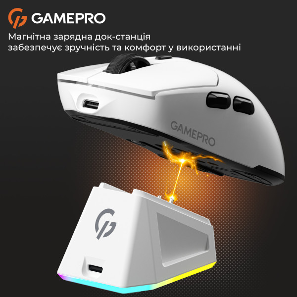 Фото - Миша бездротова ігрова GamePro Genesis Airmaster Wireless/Bluetooth/USB PixArt PAW3311 Sensor White (GM167W)