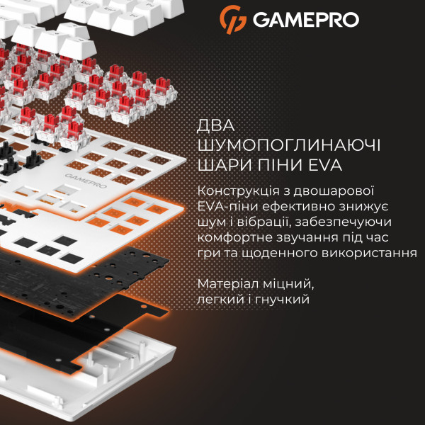 Фото - Клавіатура дротова GamePro Genesis Joker Outemu Red Swithes USB White (MK124W)