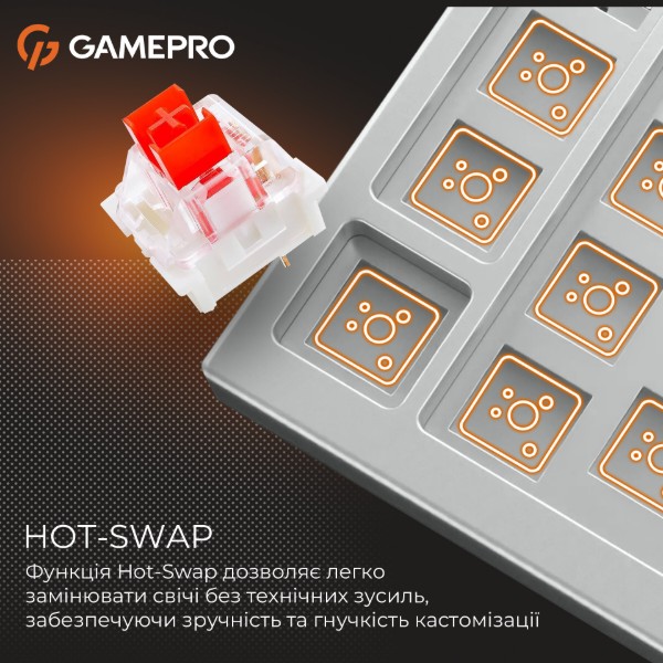 Фото - Клавіатура бездротова ігрова GamePro Genesis Joker Pro 87% Wireless/Bluetooth/USB Gray (MK124G Pro)
