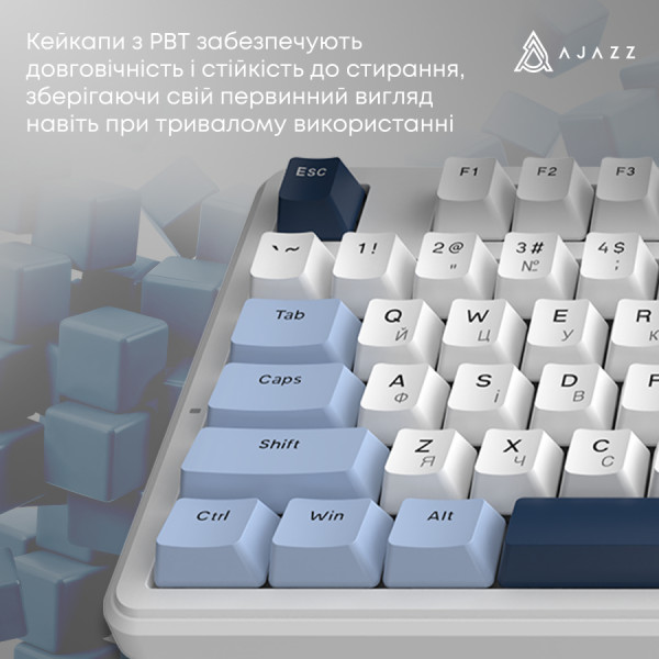 Фото - Клавіатура дротова ігрова Ajazz AK870 V2 Flying Fish Switch White USB-C (AK870-V2-FF-BWB)