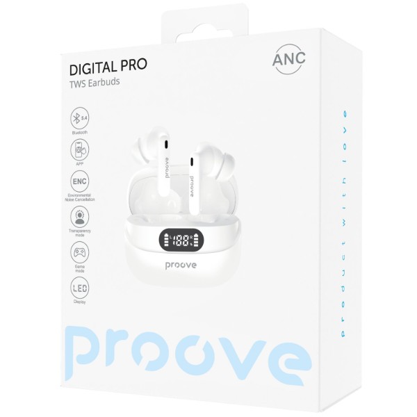 Фото - Навушники вкладиші бездротові TWS Proove Digital Pro TWS with ANC (APP) White (TWAP54002202)