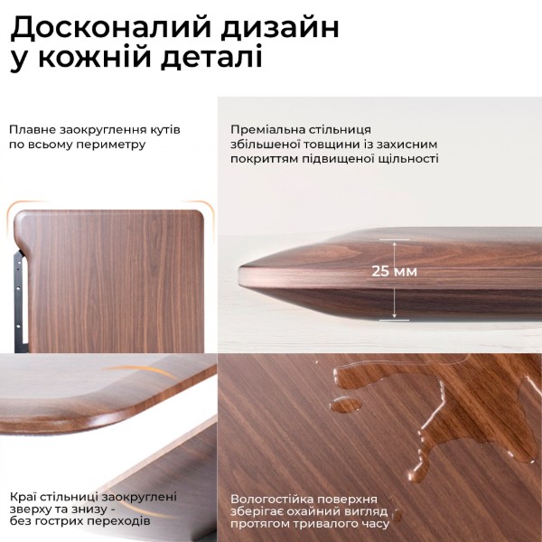 Фото - Стол с электрорегулировкой высоты Sihoo D07 1.6m Walnut/Black (D07B-101/D07J-101-AB)