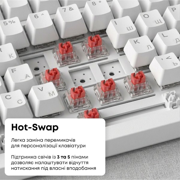 Фото - Клавиатура проводная игровая Ajazz AK820 Red Switch White USB-C (AK820-R-W)