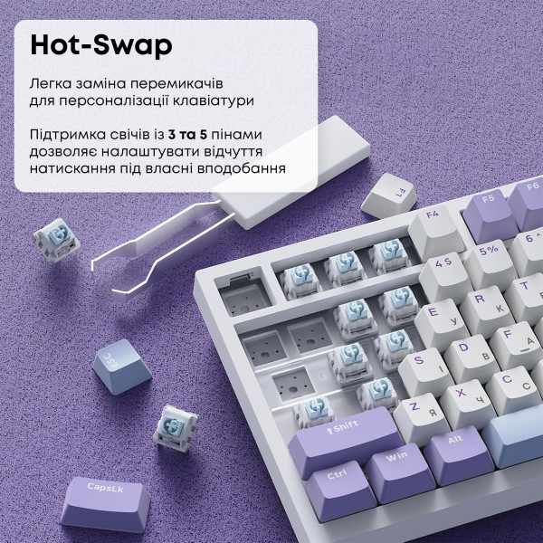 Фото - Клавиатура проводная игровая Ajazz AK820 Sea Salt Switch White USB-C (AK820-SS-PWB)