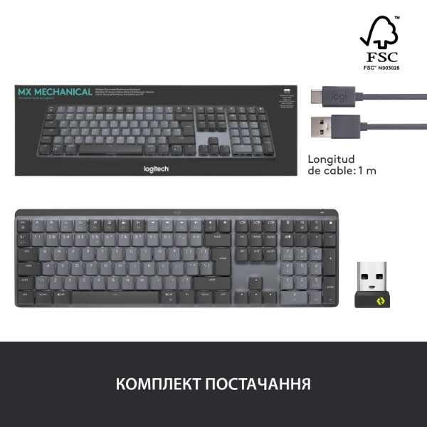 Фото - Клавіатура бездротова Logitech MX Mechanical Wireless Graphite Clicky (920-010759)