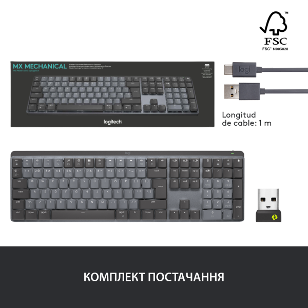 Фото - Клавиатура беспроводная Logitech MX Mechanical Wireless Graphite Clicky (920-010759)